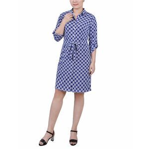 NY Collection Womens Petite Collared Top Shirt Dress, NWT
